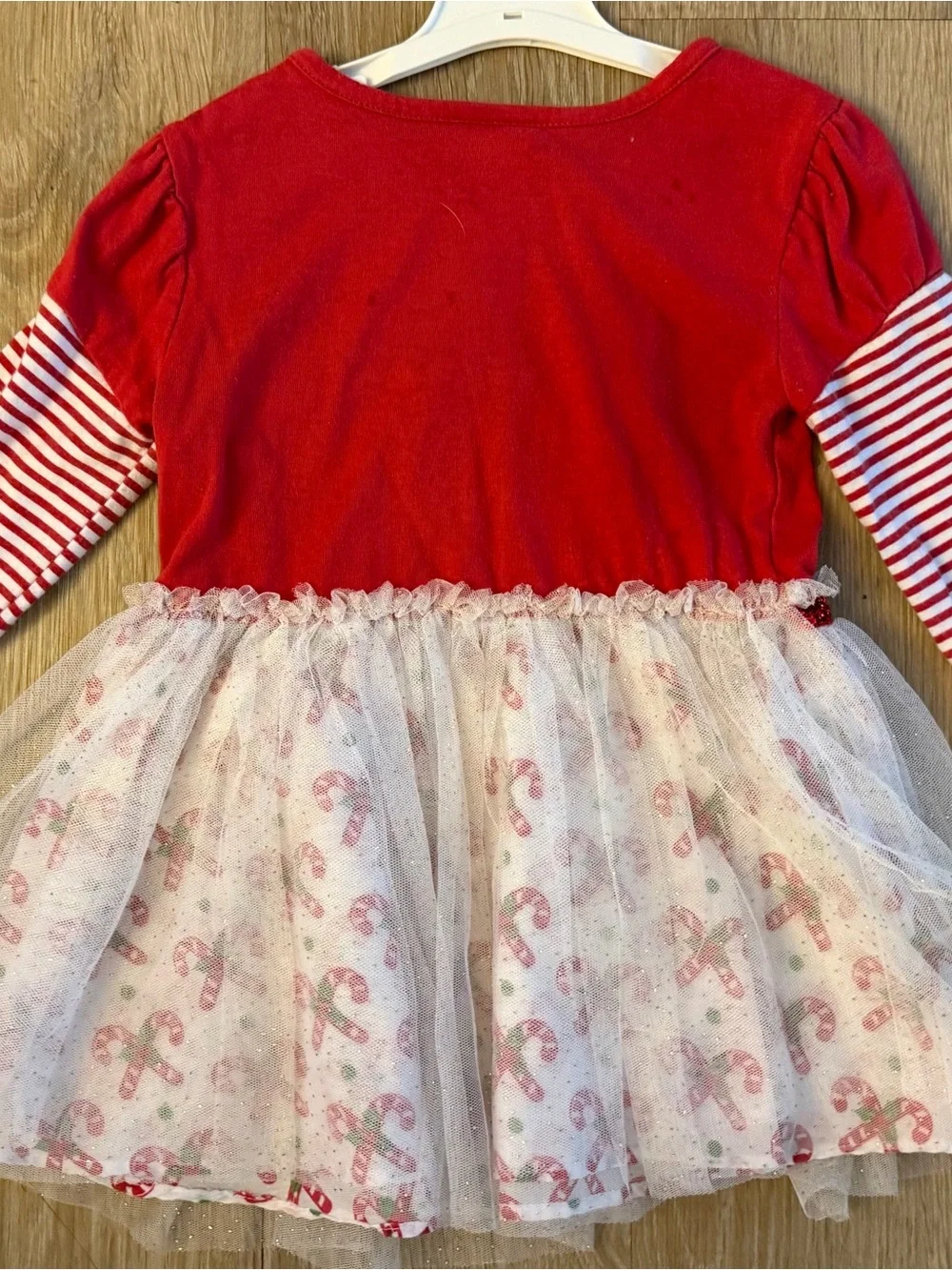 Little Lass Girl's Size 6 Red Reindeer Top With Candy Cane Printed Skirt